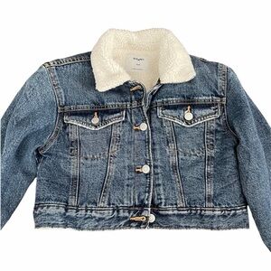 NWT Old Navy Girls Sherpa-Lined Denim Jacket | Size 8